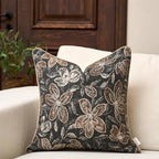 Yangest Flower Pillow Cover 20 x 20 Inches, Nature Chenille Square Throw Pillow Cover Soft Luxury Neutral Accent Couch Pillow Cover for Living Room Bedroom, Black - color: Black, size: 20" x 20" (Pack of 1)