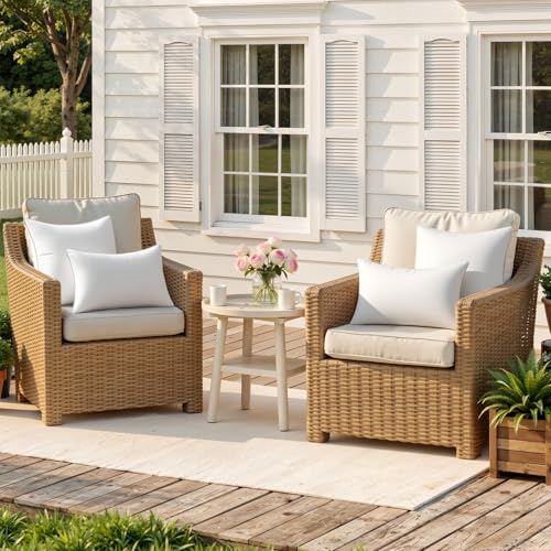 MIULEE Pack of 2 20x20 Outdoor Pillow Inserts, Waterproof Decorative Square Throw Pillow Inserts for Patio Sofa Garden Porch Couch - size: 20x20 Inch