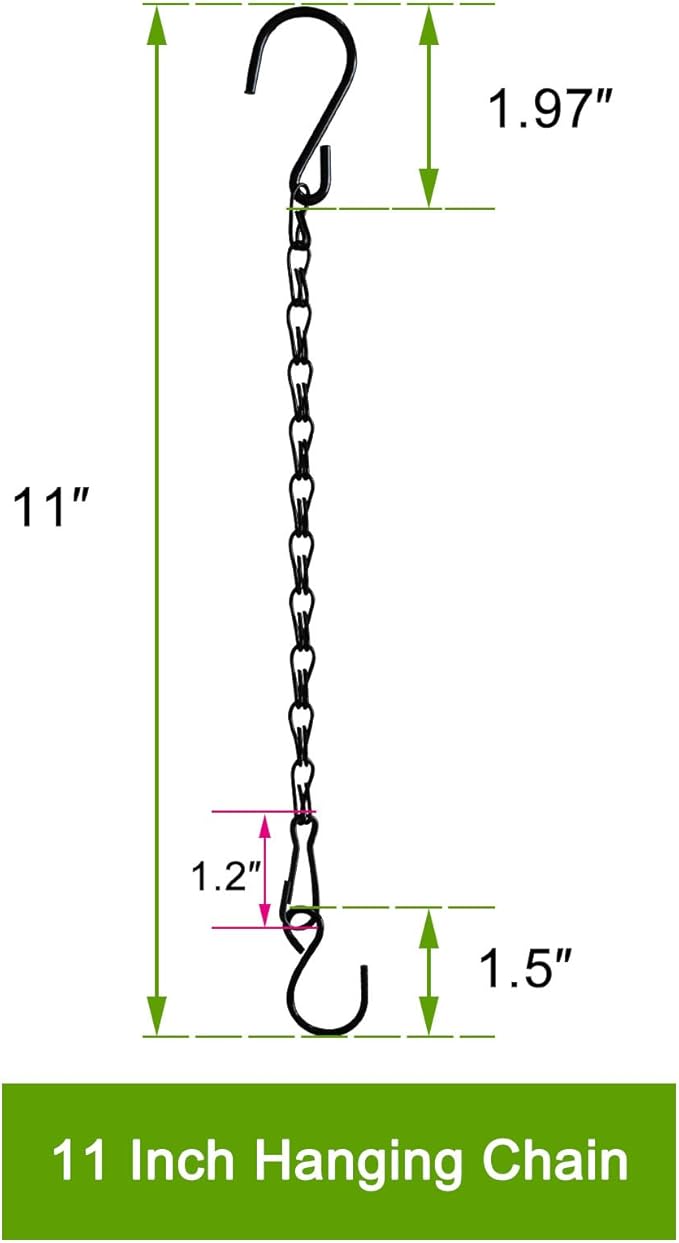 Chain for Hanging Plants,11 Inch Black Hanging Chain, Small Hanging Basket Chain Kits with Hooks for Bird Feeder Hanging Basket Extender Porch Wind Chime (Black, 11 Inch-12PCS)