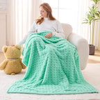 NEWCOSPLAY Super Soft Throw Blanket Aqua Premium Silky Flannel Fleece 3D Waffle Checkered Lightweight Bed Blanket All Season Use (Aqua, Throw(50"x70")) - color: Aqua, size: Throw(50"x70")