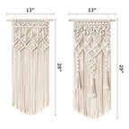 Mkono 2 Pcs Macrame Woven Wall Hanging Boho Chic Geometric Art Decor - Beautiful Bedroom Nursery Apartment Home Decoration, Gift for Girls Adults Birthday Christmas, 28" L x 13" W - size: Medium