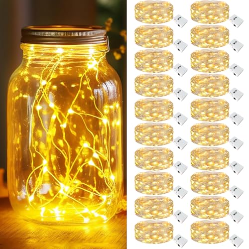 kolpop 20 Pack LED Fairy Lights Battery Operated with 3 Modes, Mini Twinkle String Lights Battery Powered Waterproof for Christmas Mason Jars Party,Warm White - color: Warm White, size: 20 Pack