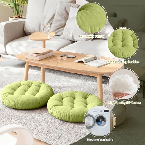 Tiita Outdoor Cushions Square Floor Pillow Thicken Tufted Seat Pad Large Floor Cushion for Yoga Meditation Living Room - color: Round|green, size: 1 Count (Pack of 1)