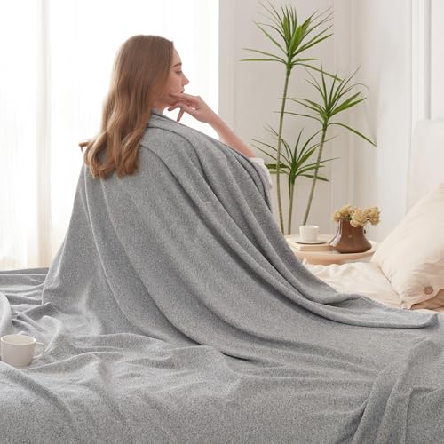 COOVA Lightweight Knit Throw Blanket for Couch, Decorative Blanket, Soft and Cozy Throw for Sofa, Bed or Chair, Living Room (Light Grey, 50x60 inches) - color: Light Grey, size: 50"x60"