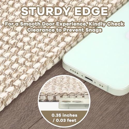 EARTHALL Woven Runner Rug 2x5 Ft Washable Runners for Hallways Cotton Non Slip Rubber Backed Kitchen Runner Braided Indoor Floor Carpet for Entryway, Hallway, Kitchen, Bedroom, Beige/Ivory - color: Beige/Ivory, size: 2' x 5' (Runner)