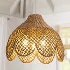 Rattan Pendant Light Fixtures,18.11" Boho Seagrass Pendant Light,3-Light Hand Woven Water Plants Rattan Chandelier for Dining Living Bedroom Kitchen Farmhouse - color: Black, size: 18.11" 3-Light