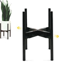 Fox & Fern Adjustable Plant Stand Indoor — 8 to 12 Inch Premium Mid Century Bamboo Plant Stand with Adjustable Width; Plug In Design; Easy to Assemble; Two Heights - For 8, 9, 10, 11 & 12 Inch Pots