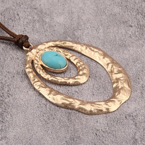 Leather Necklace for Women Long Boho Pendant Hippie Choker Necklace Bohemian Layered Leather Rope Wooden Jewelry Gifts - style: Chunky Boho Long Necklace