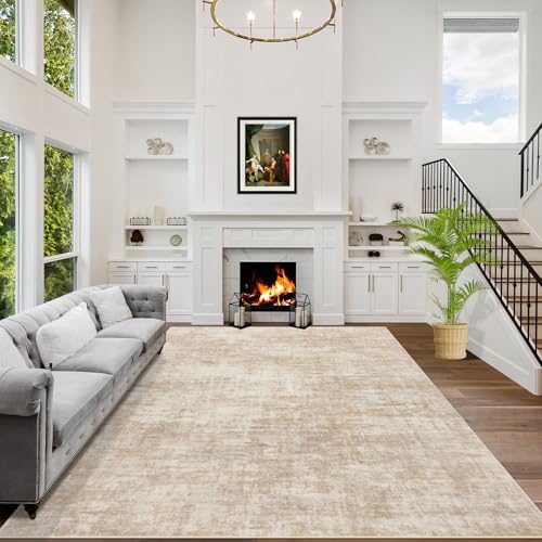 8x10 Area Rugs Washable Rug: Modern Abstract Living Room Rug Soft Anti-Skid Thin Carpet Indoor Floor Non-Shedding Carpets for Bedroom Dining Room Farmhouse Nursery Home Office Beige - color: Beige, size: 8' x 10' (Rectangular)