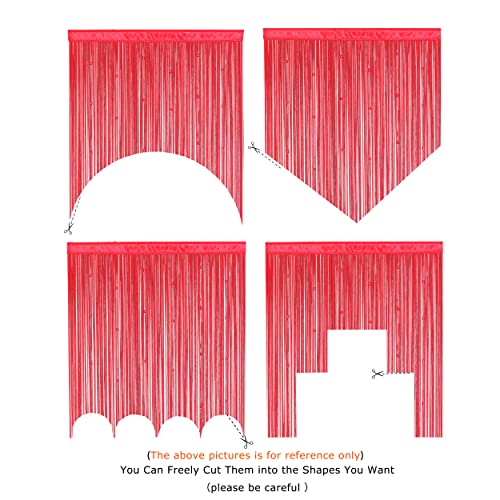 YaoYue Beaded Curtain Door String Curtains for Doorway Tassels Beads Hanging Fringe Hippie Room Divider Window Hallway Entrance Wall Closet Bedroom Privacy Decor, 39x79in/100x200cm, Wine Red - color: Wine Red, size: 39"W x 79"L (Pack of 1)