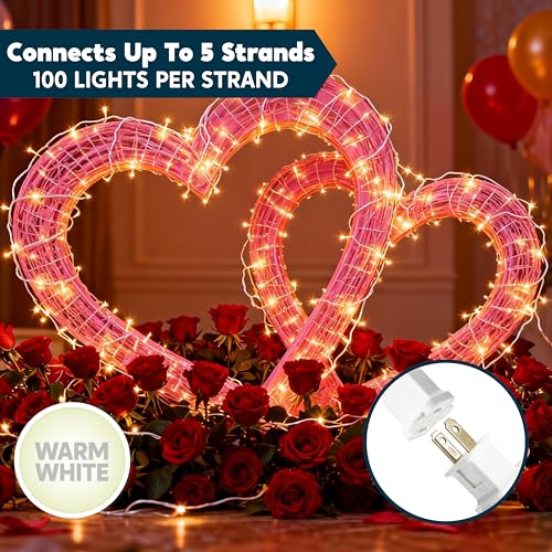 Joiedomi Christmas String Lights Indoor,100 Count Mini Warm Fairy Light Outdoor,21.4 FT Decor for Patio Dorm Classroom Bedroom Holiday Wedding Party Garland Birthday Valentines Day,White Wire - color: White, size: 100ct
