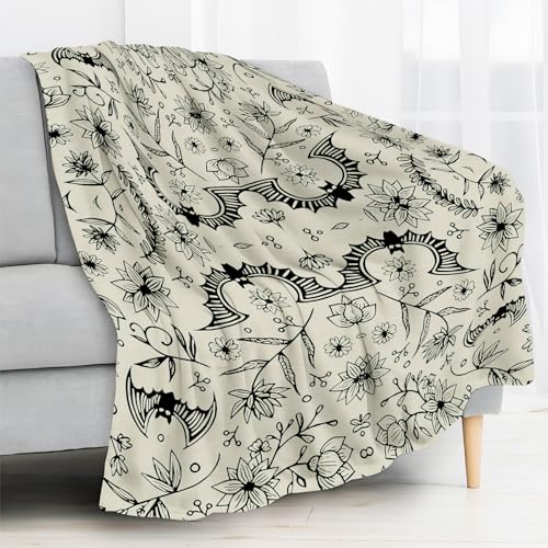 Throw Blanket for Couch, 300GSM Warm Soft Cozy Flannel Blanket, Cute Blanket for All Seasons Bedroom Home Decor Gifts, Grey Halloween Bats 50x60 Inches - color: Grey Halloween Bats