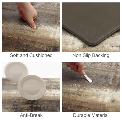 MAYHMYO Anti Fatigue Kitchen Mat - Set of 2 - Taupe Abstract Art Comfort Mats - Cushioned, Non Slip Floor Mat,17.3 x 29 x 0.4 inch + 17.3 x 47 x 0.4 inch - color: Taupe, size: 29"L X 17.3"W X 0.4"Th + 47"L X 17.3"W X 0.4"Th