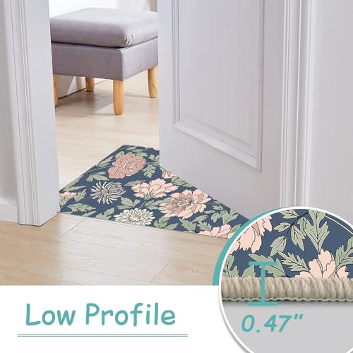 Floral Carpets for Living Room - Washable Rugs 1.5 x 2.5ft Non-Slip Lightweight Soft Bedroom Rugs Throw Low-Pile Area Rug for Dining Room, Print Fall Rugs for Office Kitchen Entryway - color: Muted Teal and Soft Peach, size: 1.5 x 2.5ft / 18 x 30in / 45 x
