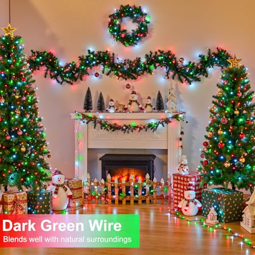 100FT 300 LED Christmas Lights Outdoor, Plug in Connectable Christmas Tree Lights Waterproof, 8 Modes String Lights for Outside Indoor Garden Yard Party Xmas Decorations, Red White and Green - color: Red White Green, size: 100FT 300 LED