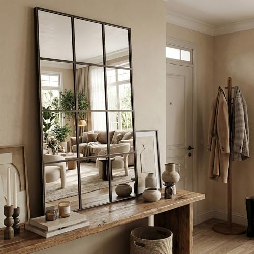 Suidia Wall Mirror, 30" x 55" Window Decorative Mirrors, Metal Framed Wall Decor Wall-Mounted Mirrors for Bedroom, Living Room, Entryway, Bronze - color: Bronze, size: 55"L x 30"W
