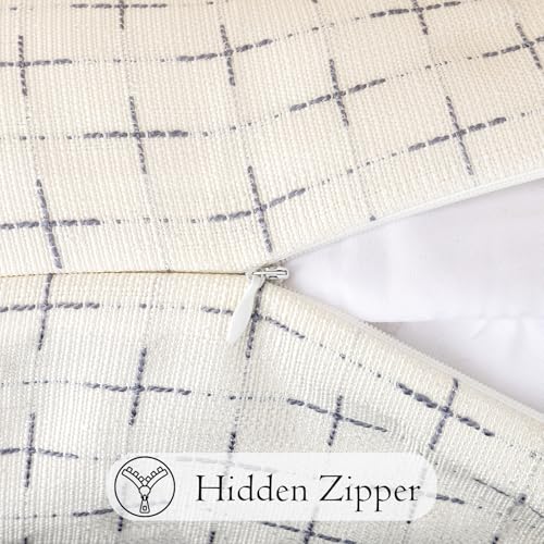 JoraLion Decorative 14x36 Lumbar Pillow Cover, White Cross Pattern Woven Textured Cushion Case Polyester Cozy Modern Farmhouse Vintage Pillowcase for Couch Sofa Bed Living Room, ONLY 1 Cover - color: White