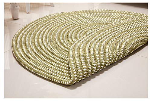 Hand Woven Round Area Rugs Living Room Bedroom Study Computer Chair Cushion Base Mat Round Carpet Lifts Basket Swivel Chair Pad Coffee Table Rug(2' Round, Green) - color: Green, size: 2' Round