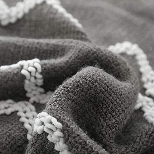 BOURINA Fluffy Chenille Knitted Fringe Throw Blanket Lightweight Soft Cozy for Bed Sofa Chair Throw Blankets Grey 60" x 80" - color: A-grey, size: 60"×80"