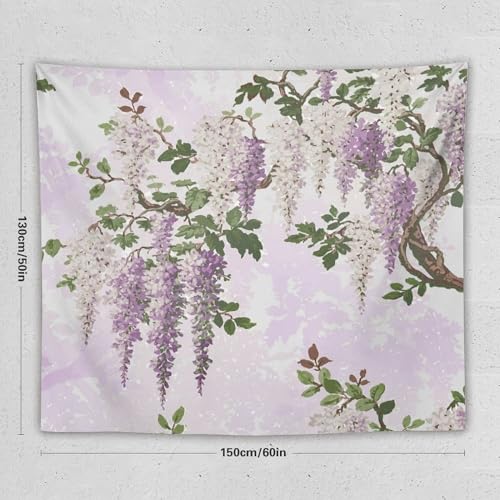 HZOHNAGO Lavender Flower Tapestry Fantasy Purple Floral Green Leaves Botanical Pattern Printed Wall Tapestry Wall Hanging for Bedroom Living Room Dorm 60" W x 50" H - color: Lavender-1, size: 60"L x 50"W