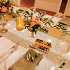Xinnun 6 Pack Burlap Table Runner with Warm LED Lights,Rustic Lace Wedding Table Decor,Boho Farmhouse Jute Runner for Reception Bridal Shower Party(Modern,12x70 Inches) - size: 12x70 Inches, style: Classic
