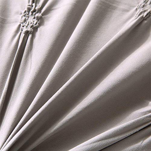 Feelyou Queen Duvet Cover Set Pinch Pleated, Soft Polyester Pintuck Tufted Style Bedding Sets Solid Grey Geometric Quilt Cover with 2 Pillow Shams, Luxurious Comforter Cover Set,3-Pieces - color: Grey, size: Queen