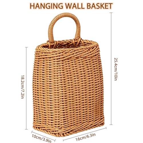 Elegant Boho Farmhouse Hanging Basket for Wall, Wicker Basket for Storage, Decor, Space-Saving Rattan Door Basket for Kitchen, Bathroom, Bedroom, Living Room Organization, Small, Natural - size: 4.7"D x 3.3"W x 6.5"H
