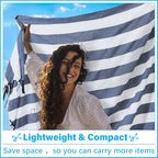 Vikumond Oversized Turkish Beach Towel Blanket XXL Cotton Sandproof Towels Boho Woven Extra Large Big Sand Free Giant Throw Blankets Huge Quilt XL Picnic Camping Necessities Cloud for Adult Gifts - color: Z Udarkblue Vertical Stripe, size: Xxxl(88x82 In,2