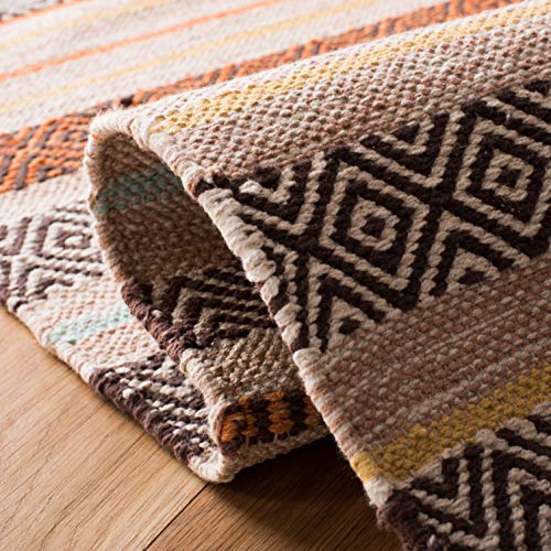 SAFAVIEH Area Rug 8x10 - Montauk Collection - Large - Beige & Multi, Handmade Cotton, Boho Stripe Fringe Design, Ideal for Living Room, Bedroom, Office, Dining Space (MTK901A) - color: Beige/Multi, size: 8' x 10' (Rectangular)