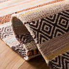 SAFAVIEH Area Rug 8x10 - Montauk Collection - Large - Beige & Multi, Handmade Cotton, Boho Stripe Fringe Design, Ideal for Living Room, Bedroom, Office, Dining Space (MTK901A) - color: Beige/Multi, size: 8' x 10' (Rectangular)