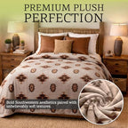 Sacred Thread Aztec Blanket Fleece, Reversible Native American Blanket, Western Throw, Native American Western (Coffee Flannel) (Full (60”x80”)) - color: Coffee Flannel, size: Full (60”x80”)