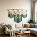 RUIZHIXUAN Large Macrame Wall Hanging Macrame Tie-dye Wall Hangings Tapestry Cotton Textile Boho Wall Decor Art Bedroom headboard Handwoven 59" Wx43” L (Tie-dye green) - color: Tie-dye green
