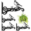 4-Pack Aesthetic Wall Plant Hanger Indoor and Outdoor – 10 Inch Metal Hanging Plant Bracket with Beautiful Bird Pattern – Heavy Duty Plant Hooks for Hanging Plants, Bird Feeder, Wind Chime, Lantern - size: 4-Pack Style 2