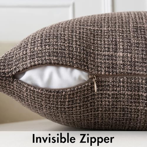 MIULEE Burlap Linen Throw Pillow Covers 20x20 Inch Set of 2 Dark Coffee Decorative Pillows Modern Farmhouse Pillowcases Soft Accent Cushion Covers for Outdoor Couch Sofa Bedroom Livingroom Home Decor - color: Dark Coffee, size: 20" x 20" (Pack of 2)