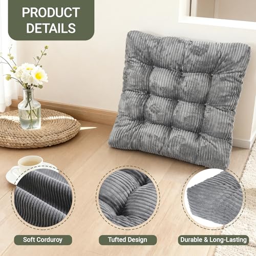 Meditation Floor Pillow Set of 2,Memory Foam Meditation Floor Cushions for Adults Sitting, Large Square Thickened Seat Cushion for Yoga, Tatami Living Room (2, Dark Grey) - color: Dark Grey