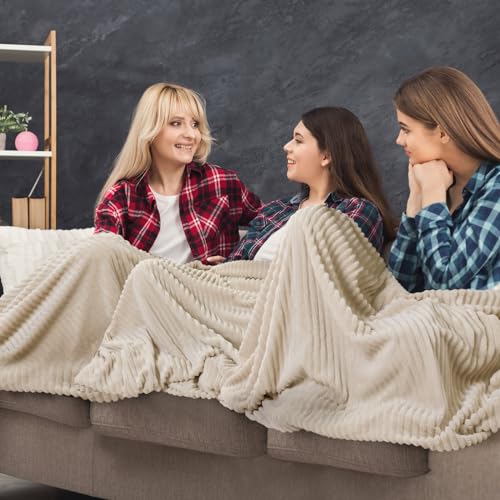 Buryeah 12 Pcs Flannel Throw Blanket Bulk 50 x 60 in Sleepover Blanket Outdoor Wedding Throw Lightweight, Oeko-tex Standard 100 Certified for Sofa Homeless Gifts (Beige) - color: Beige