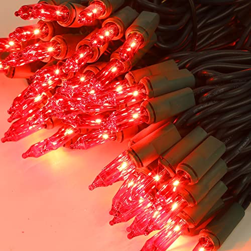 LJLNION Valentines String Lights, 150 Count 33 FT Incandescent Mini Green Wire Christmas Fairy Light, 120V UL Certified Connectable Tree Lights for Patio, Holiday, Party, Outdoor Indoor Decor, Red - color: Red