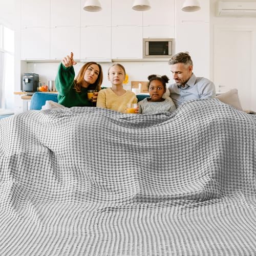 Bedsure Cooling Cotton Waffle Oversized King Blanket - Lightweight Breathable Blankets Rayon Derived from Bamboo for Hot Sleepers, Luxury Throws for Bed and Sofa, Grey, 120x96 Inches - color: Grey, size: Oversized King (120" X 96")