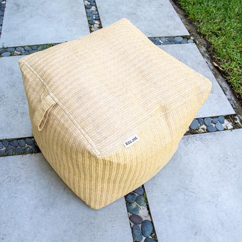 Big Joe Square Ottoman Weatherproof Bean Bag Footrest, Natural Basket Weave, Breathable Weather Resistant Fabric, 2 feet - color: Natural, size: Square Ottoman