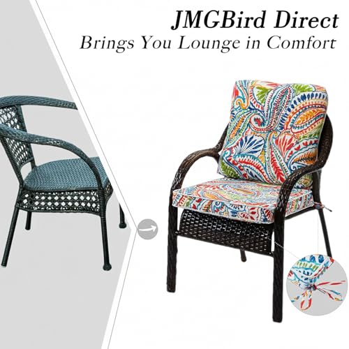 JMGBird Seat/Back Outdoor Chair Cushion Tufted Pillow, Deep Seat Cushion Set 22"x22", Outdoor Cushion for Patio Furniture - color: Clark Blue, size: 22"×22"