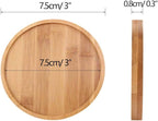 6pcs 3 inch Bamboo Round Plant Saucer, Mini Flower Pot Tray for Cactus Plant Pot Flower Pot Container Planter Bonsai Pots,no Plants Pot