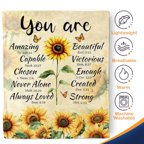 Aimego Sunflower Blanket Gifts for Women Girls Mom Sister Wife Daughter Positive Healing Inspirational Cozy Bed Couch Decor Plush Birthday Christmas Lightweight Throw 50"x60" - color: Sunflower