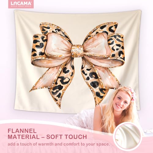 Lacama Cheetah Print Tapestry Western Tapestry，Coquette Bow Estern Decor Wall Art for Bedroom Home Room College Dorm, Trendy Leopard Print Gifts for Women Teen Girls Room, Cowgirl Room Decor, 50x60In - color: Bow