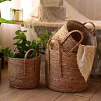 Handmade Rattan Woven Flowerpot Straw Woven Storage Basket Plant Holder Flower Pot Planter Balcony Home Decoration(13.78''X11.81''X13.78'') - size: 13.78''X11.81''X13.78''