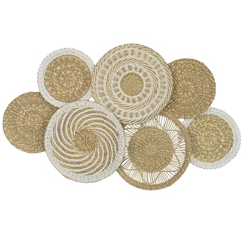 Wicker Wall Decor Set – Boho Basket Wall Art, Natural Woven Wall Art for Living Room Bedroom, Seagrass Decorative Plates For Wall Hanging, Flat and Lightweight - size: Medium