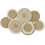 Wicker Wall Decor Set – Boho Basket Wall Art, Natural Woven Wall Art for Living Room Bedroom, Seagrass Decorative Plates For Wall Hanging, Flat and Lightweight - size: Medium