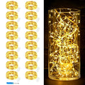 16 Pack 10 ft 30 LED Fairy Lights Battery Operated Waterproof Silver Wire Mini String Lights Firefly Starry Moon Lights for DIY Crafts Wedding Party Bedroom Table Centerpieces Christmas(Warm White) - color: Warm White, size: 16 Pack