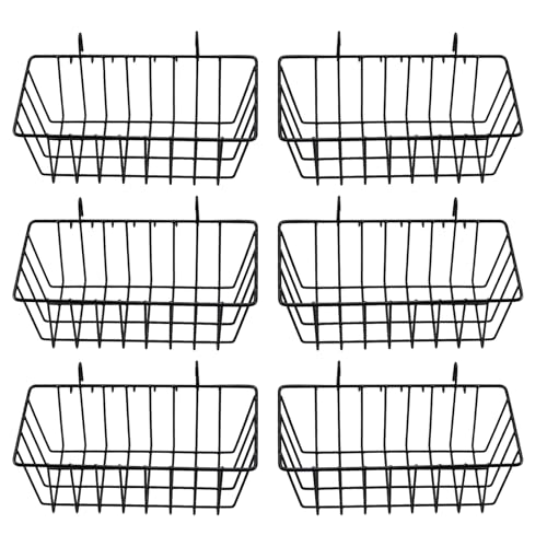 Yaegoo 6 Pack Wire Baskets, Wall Grid Panel Hanging Wire Basket, Black