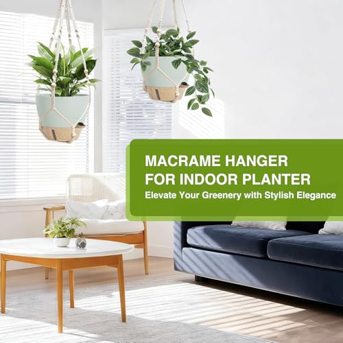 LEWESU Set of 2 Hanging Planters for Indoor Plants with Self Watering Includes Hanging Pots and 2 Types Plant Hangers, Outdoor Hanging Baskets Holder for Home Garden, 10 Inch Sage Green - color: Sage Green