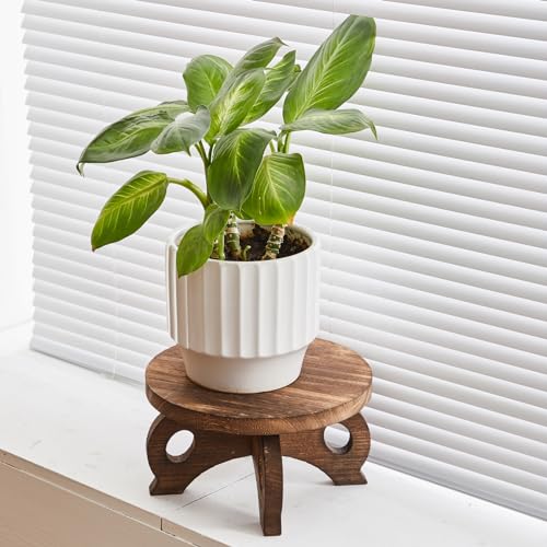 Plant Stand Indoor Round Wood Risers Display Stands Decorative Table for Flowers Stand Indoor Rustic Balcony Decor Pedestal Board Plant Holder Rise - color: Brown, size: Wood